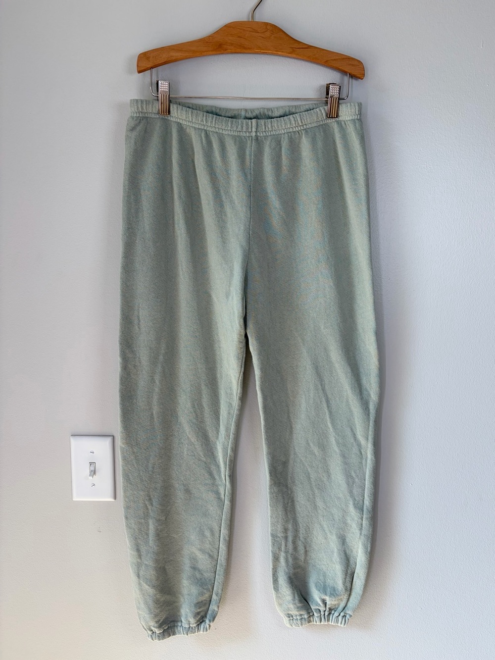 The Great. The Stadium Sweatpant Cotton Crop Jogger in Seafoam Luxe Loungewear